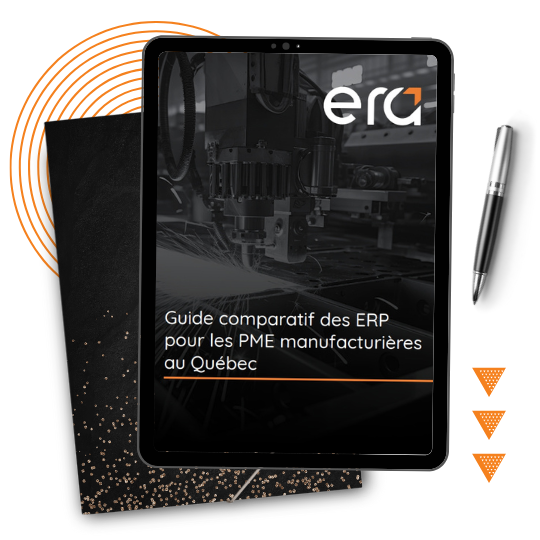 Couverture du guide comparatif des ERP pour les PME manufacturières au Québec, publié par Groupe conseil Era.