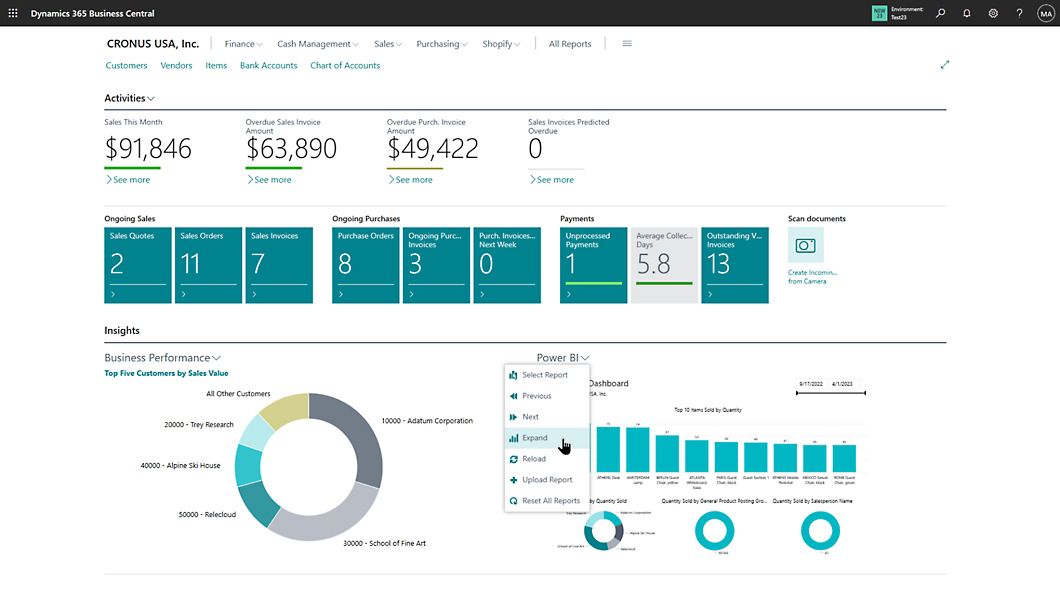 Capture d&rsquo;&eacute;cran de Microsoft Dynamics 365 Business Central, pr&eacute;sent&eacute;e par Era Consulting Group.