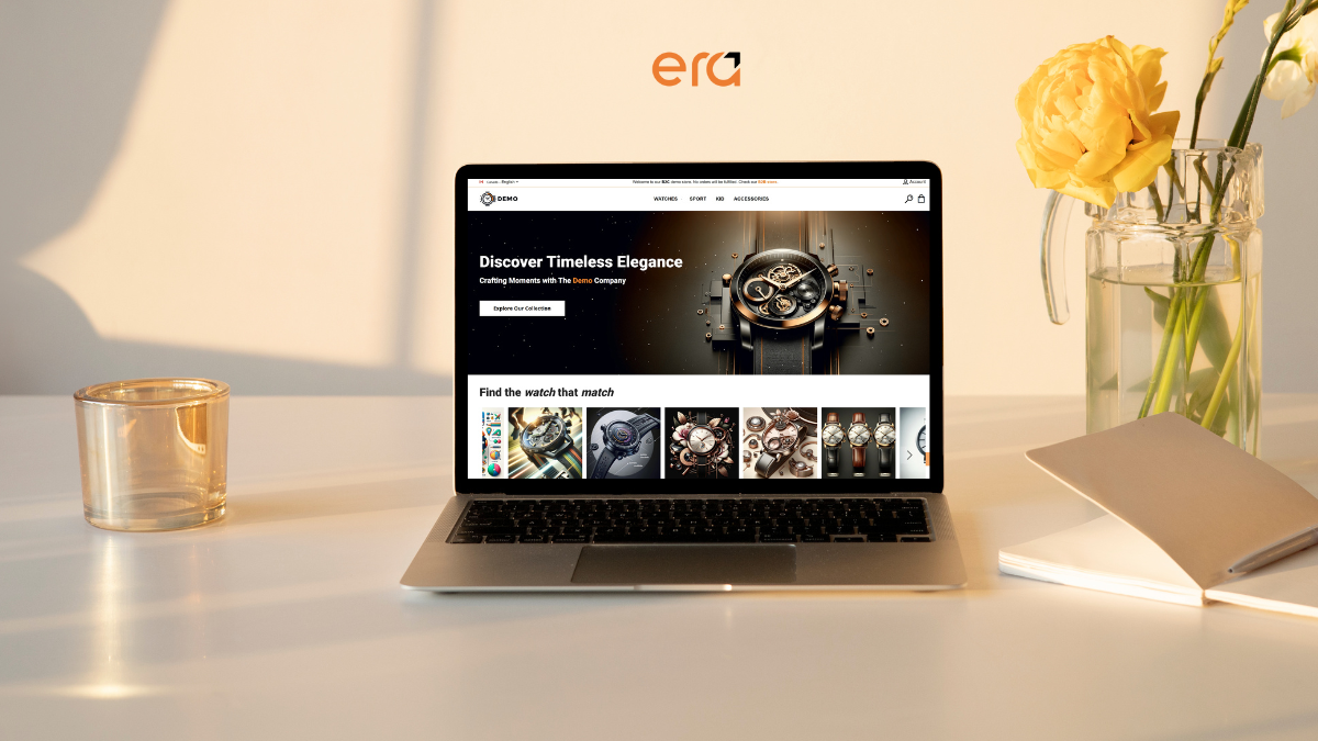 Laptop displaying a functional e-commerce website.