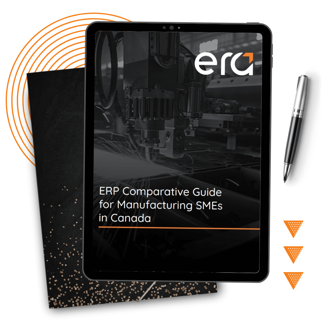 Cover of the comparaison guide of the top manufacturing ERP in Canada